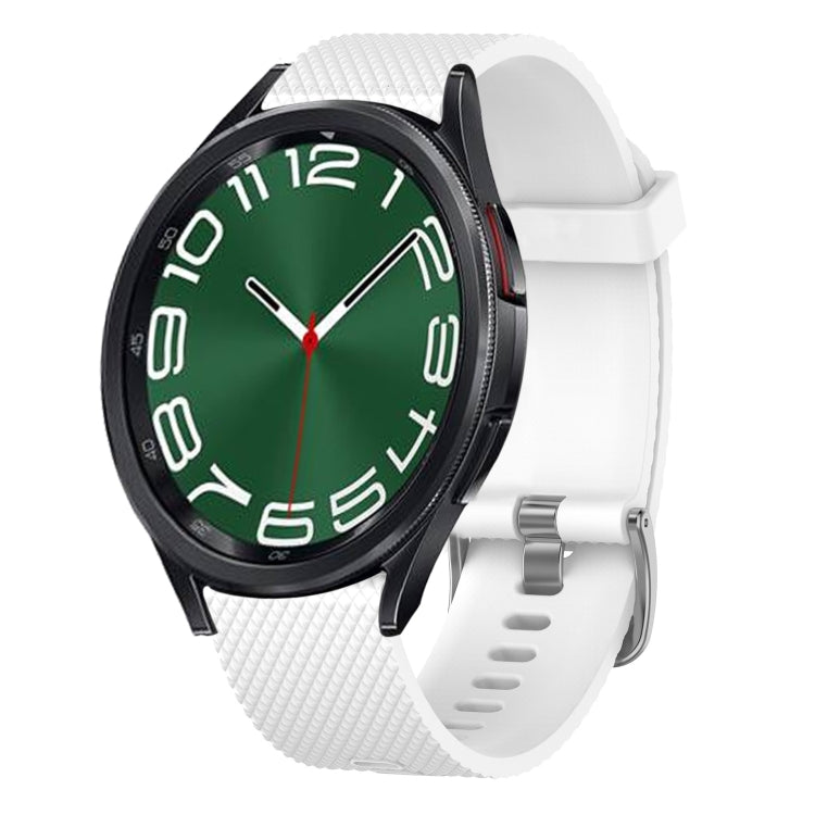 Samsung Galaxy Watch 6 Classic 43mm 20mm Diamond Textured Silicone Watch Band (White)