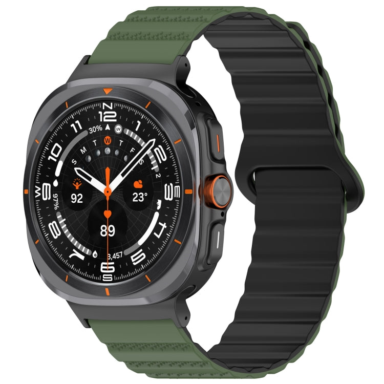 Samsung Galaxy Watch Ultra 47mm Spot Pattern Two Color Magnetic Silicone Watch Band (Army Green Black)
