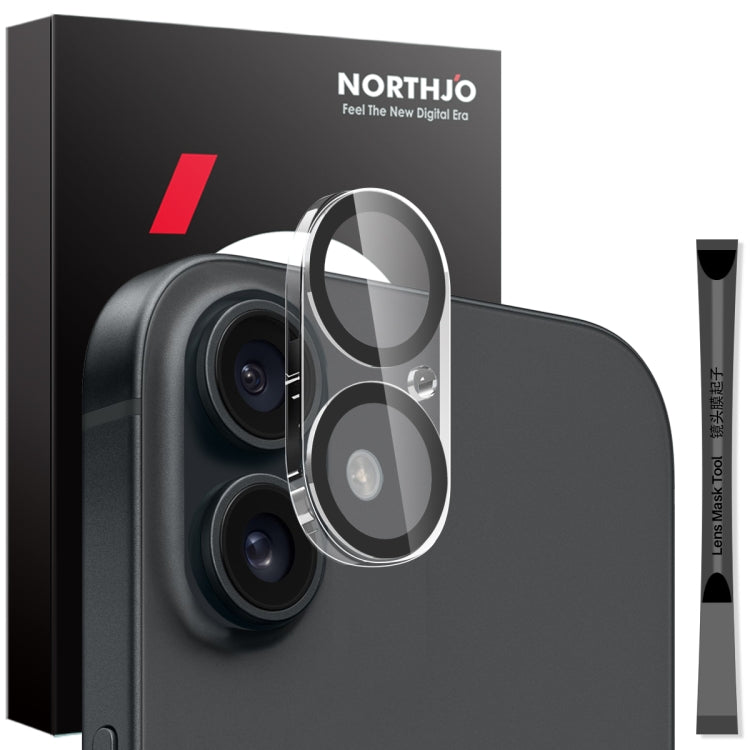 Apple iPhone 16 / 16 Plus NORTHJO Camera Lens Protector 3D Night Shot Tempered Glass Film (Black)