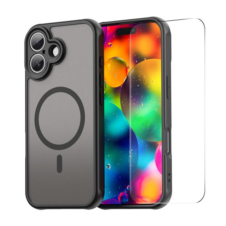 Apple iPhone 17 ENKAY Hat-Prince MagSafe Matte Translucent Shockproof Phone Case with Large Arc Edge Film - Black