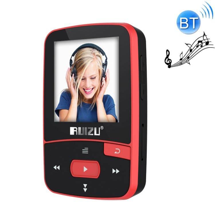 Original RUIZU X50 Sport Bluetooth MP3 Player 8gb Clip Mini with Screen Support FM,Recording,E-Book,Clock,Pedometer, Red