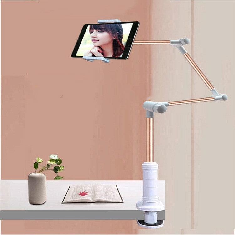 360 Degree Rotation Lazy Mount Folding Long Arm Phone Stand Holder for 4-14 Inch Tablet & Phone (Rose Gold)