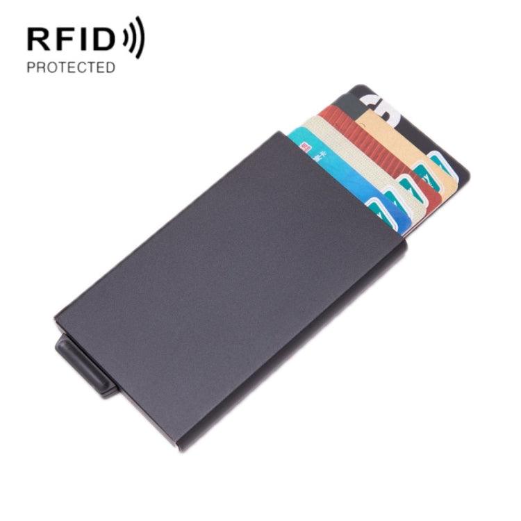 Aluminum Alloy Credit Card Wallet RFID Anti-Theft Multi-Function Automatic Eject Card Box (Black)