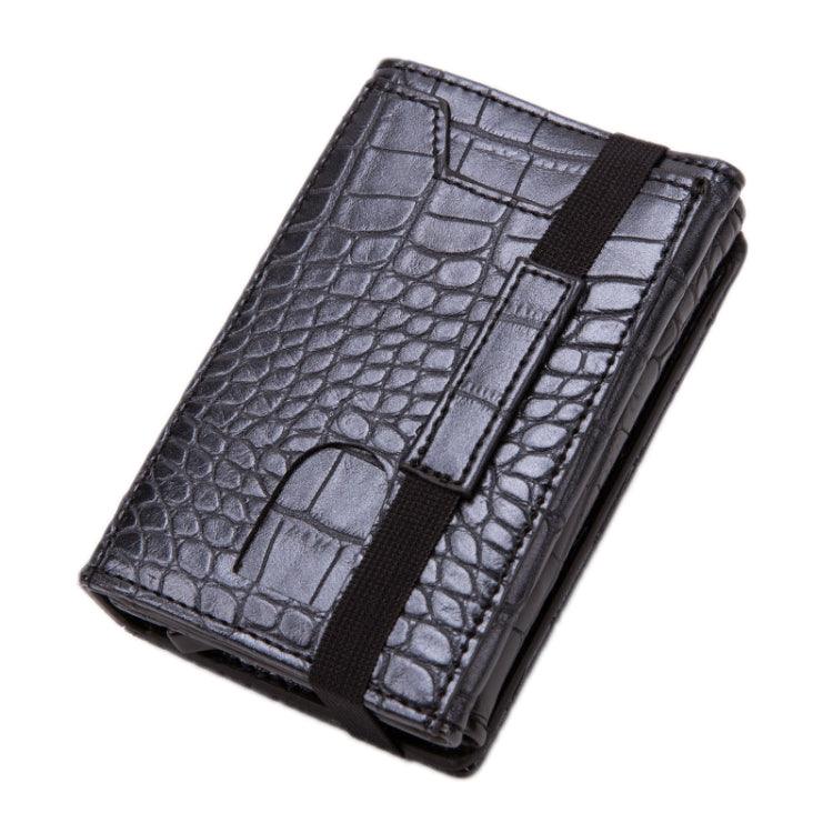 RFID Anti-Theft Aluminum Alloy Card Case Cover (Crocodile Black)