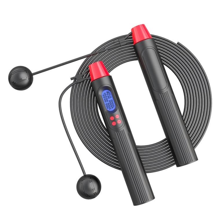 Fitness Smart Counting Slub Wire Skipping Rope Dual Purpose Corded / Cordless Jump Rope (Black Red)