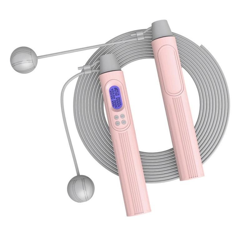 Fitness Smart Counting Slub Wire Skipping Rope Dual Purpose Corded / Cordless Jump Rope (Gray Pink)