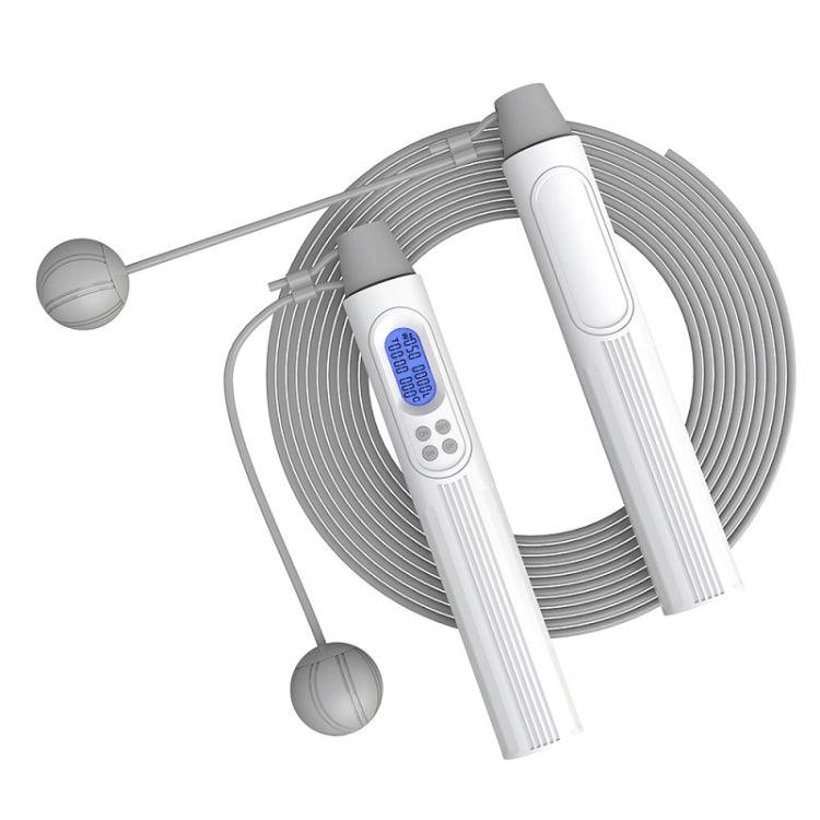Fitness Smart Counting Slub Wire Skipping Rope Dual Purpose Corded / Cordless Jump Rope (White Gray)