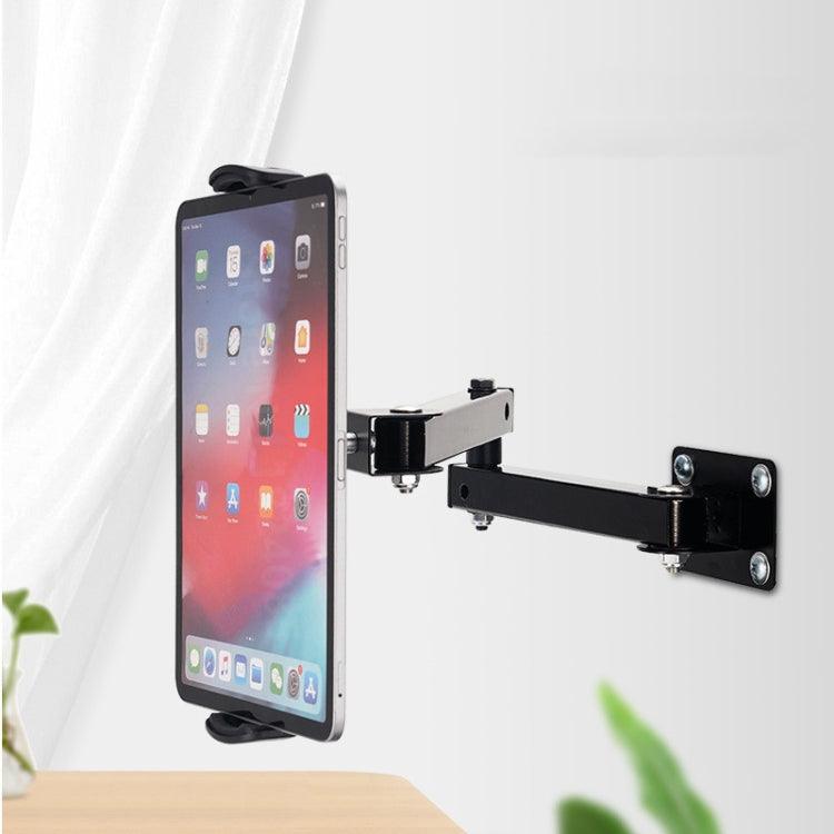 Wall Mount Tablet Cell Phone Stand Long Arm Stretchable Holder for 4-13 inch Devices (Two Sections)