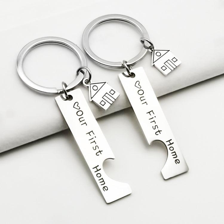 Stainless Steel Titanium Steel Keychain House Pendant (OPP Bag)