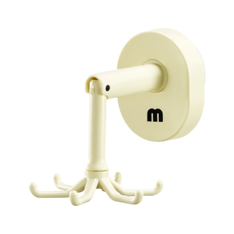 Suction Cup 6 Claws Rotating Hooks Wall Mounted Spatula Spoon Hanger No Punch Kitchenware Storage Shelf (Cream Color)