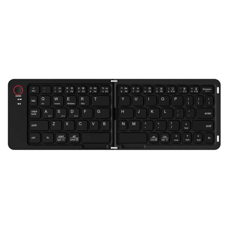 Two Folding Portable Mini Wireless Bluetooth Keyboard Cell Phone Laptop Notebook Office Keyboard (Black)