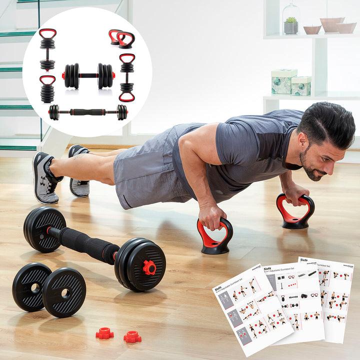 6-in-1 Set of Adjustable Weights with Exercise Guide Sixfit InnovaGoods DUMBBELLS Iron (Refurbished B)