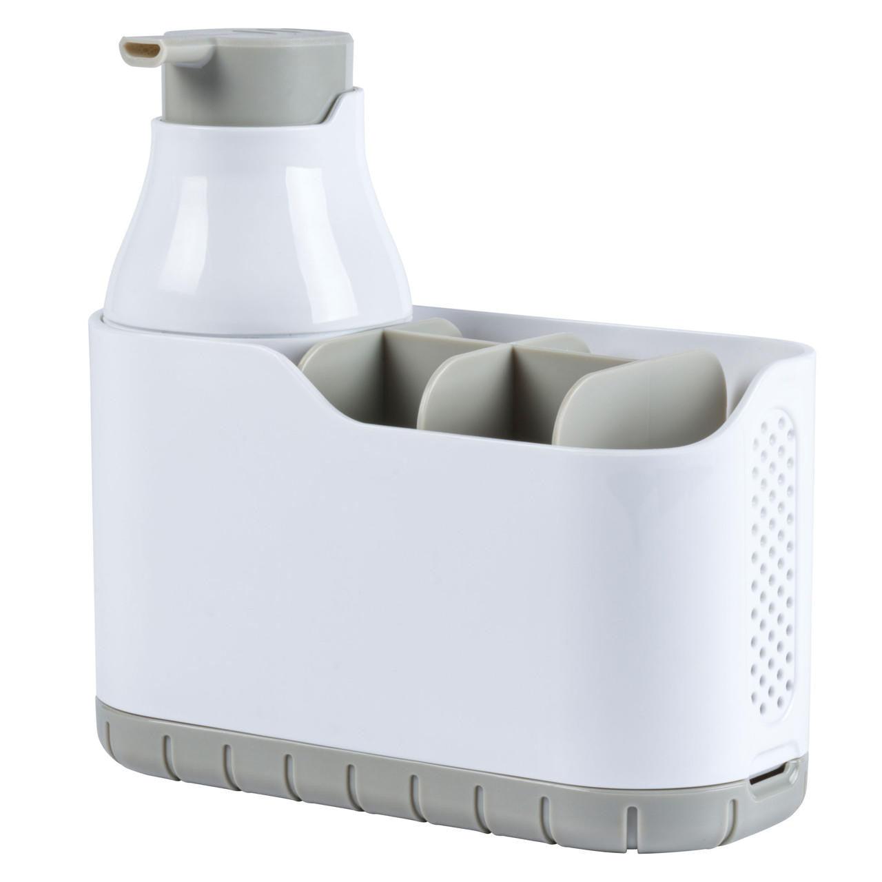 Beldray Antibac Soap Dispenser and Caddy Set – Foam Press Design, White/Grey