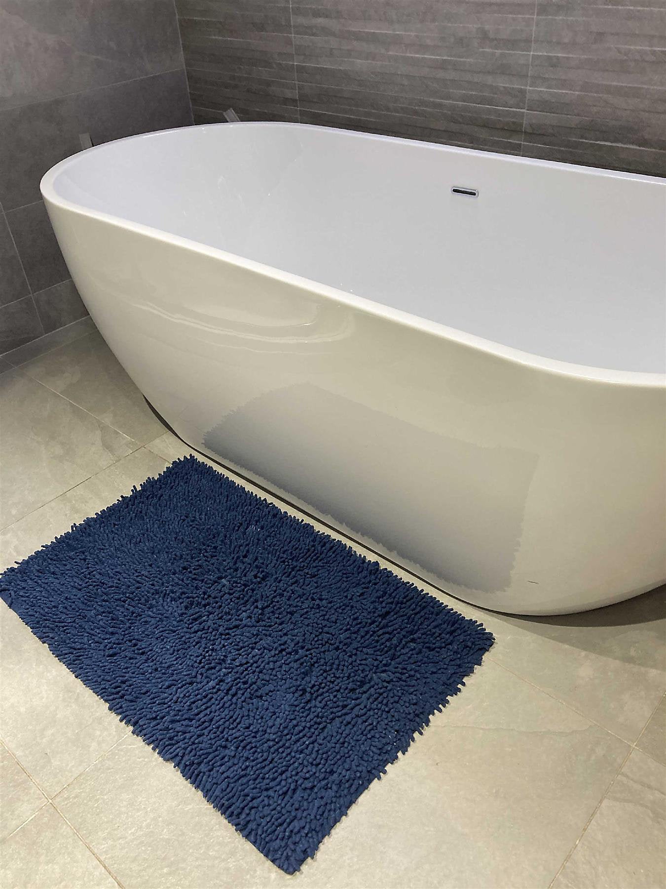 Cotton Loop Shaggy Bath Mat Navy Blue 50x80cm