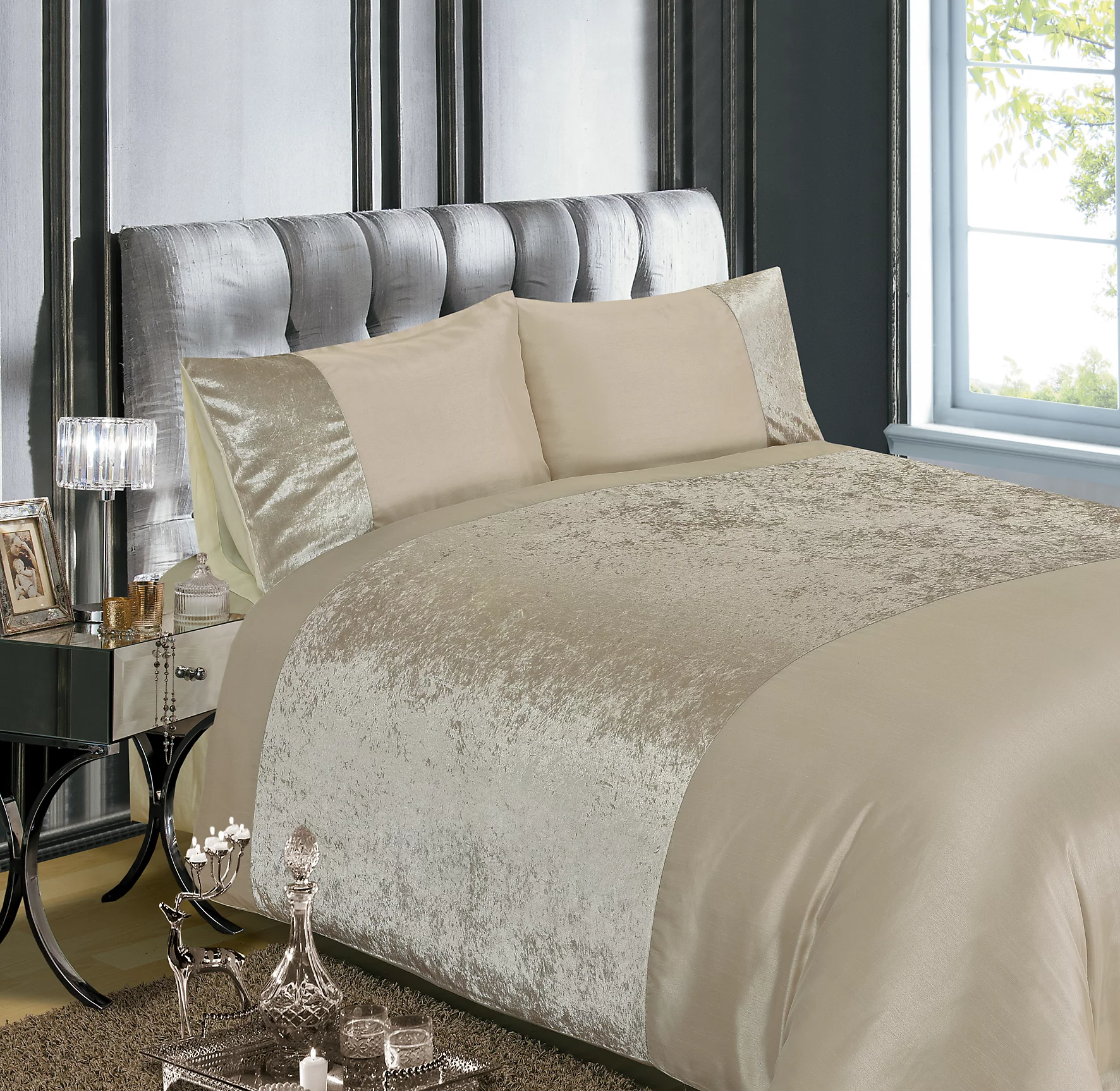 Velvet Duvet Set Super King Natural