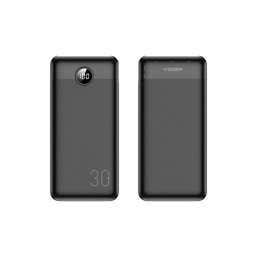 Veger 30,000mAh 20W PD Digital Display Powerbank Black