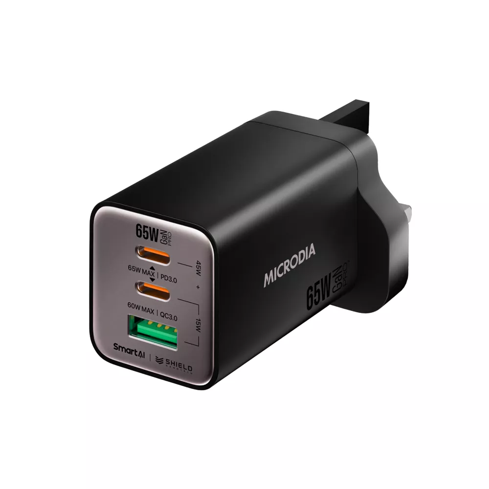 Microdia SmartCube Nano 65W USB-C & USB-A SmartAI PD Wall GaNPro
Charger Plug Charcoal