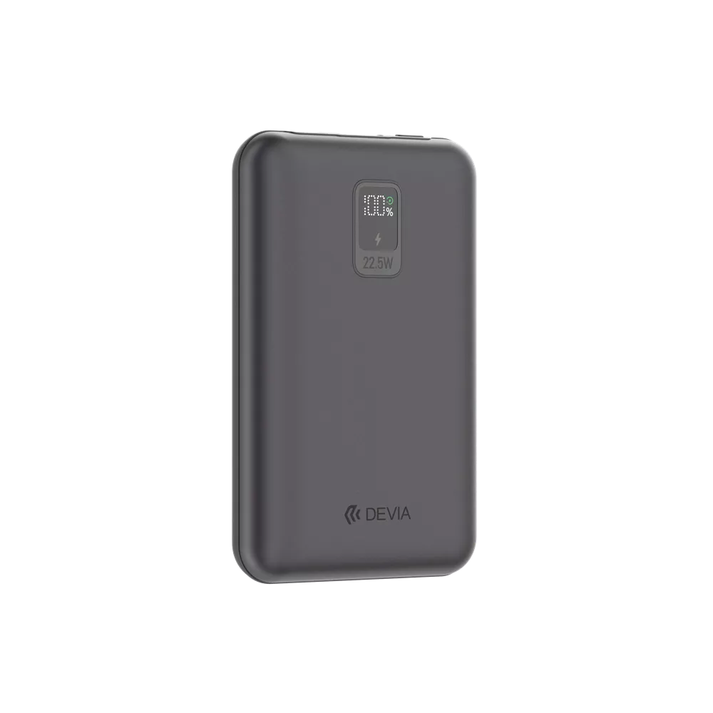 Devia 10,000mAh 22.5W PD Mini Powerbank, Lightning & USB-C Cable Grey