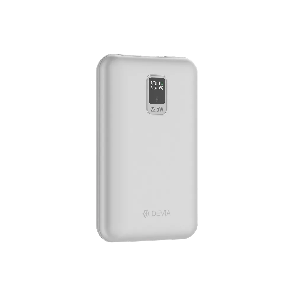 Devia 10,000mAh 22.5W PD Mini Powerbank, Lightning & USB-C Cable Silver