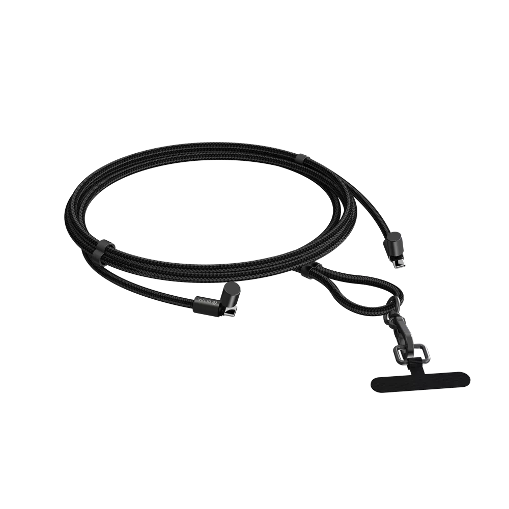 Devia 1.6m (60W) Lanyard Woven Braided Power Delivery - USB-C to USB-C Cable Black