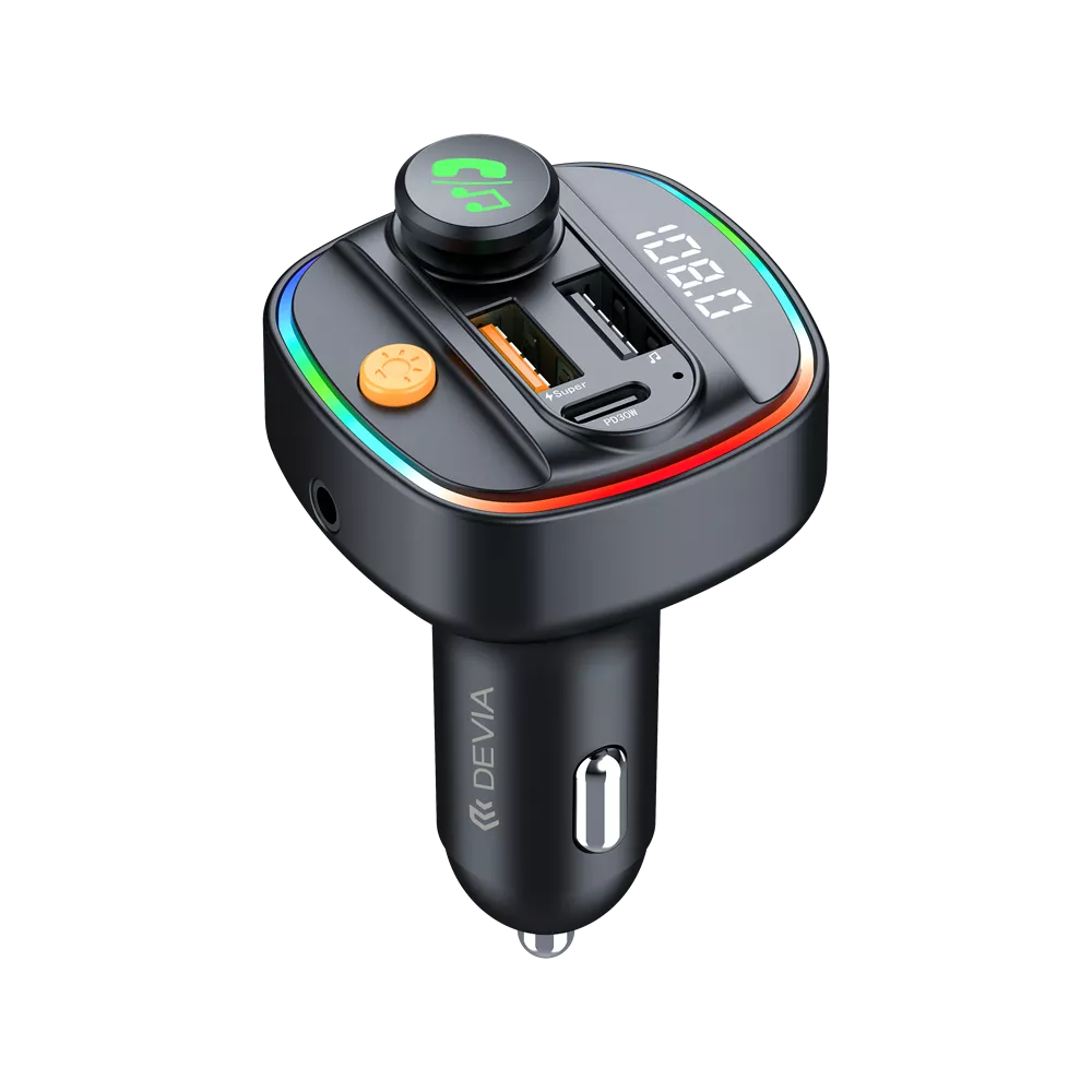Devia 30W USB-C FM Wireless Bluetooth Transmitter USB Port CarAdapter Black