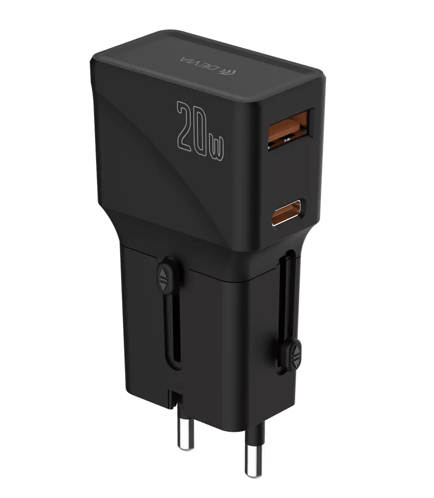 Devia - 20W Mini Global Multiple Function Travel Adapter - Black