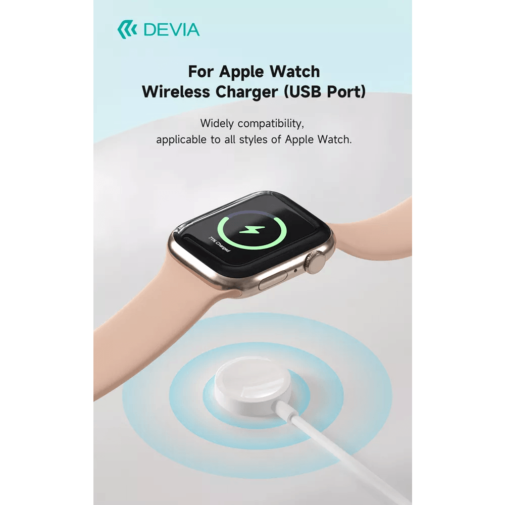 Devia - Bulk Loose - 1m (1A) USB to Magnetic Cable for Apple Watch - White