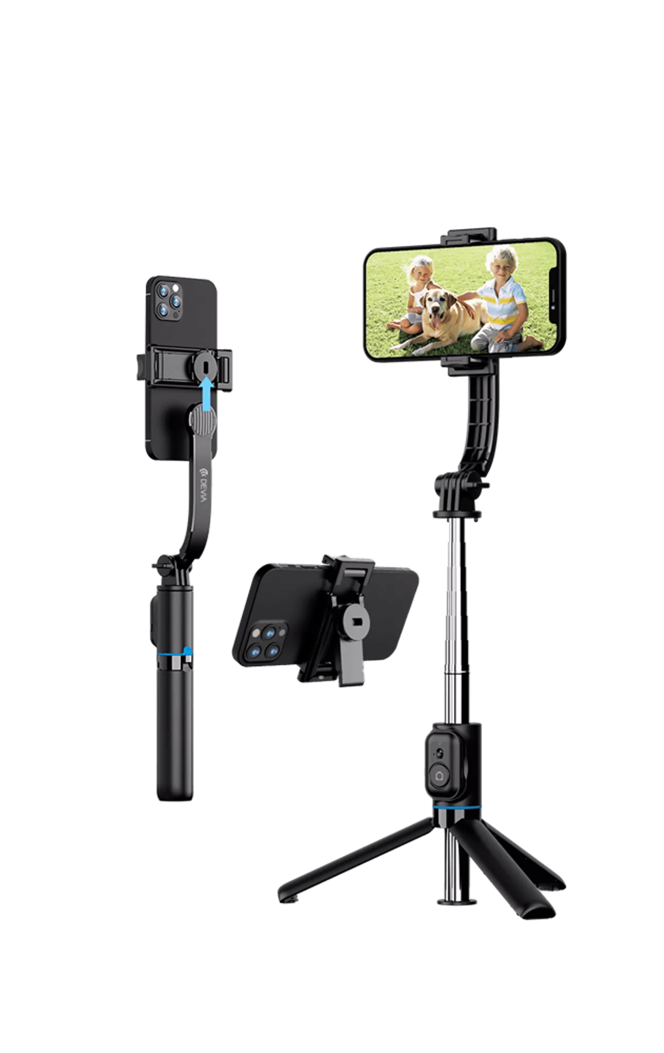 Devia - Multi Function Portable Bluetooth Selfie Stick, Tripod & Remote Control - Black