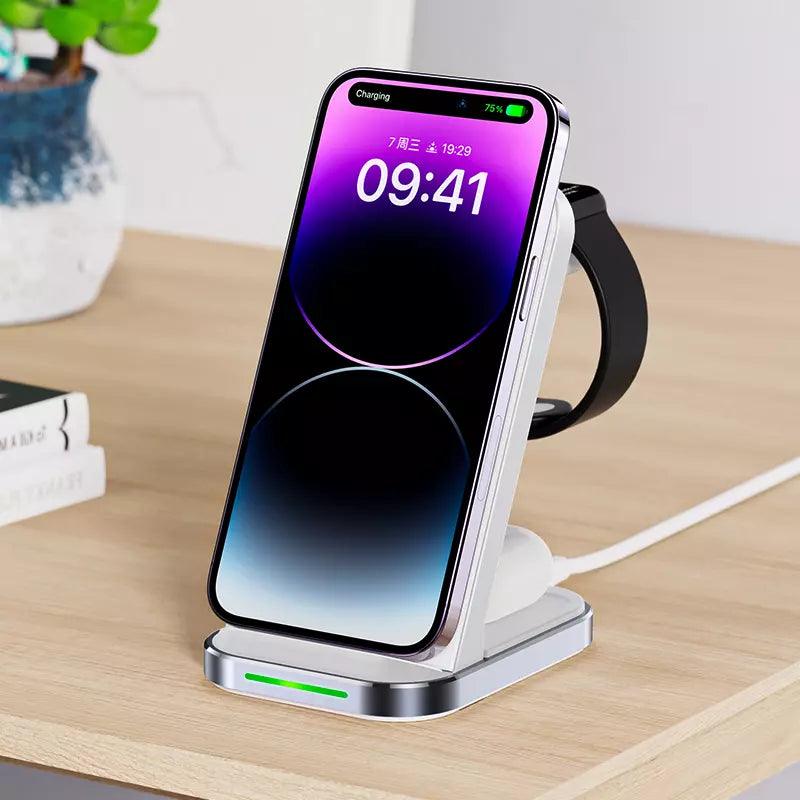 Acefast - 15W MagSafe Triple Wireless Magnetic Charging Pad for Apple iPhone, Airpods & Watch - White