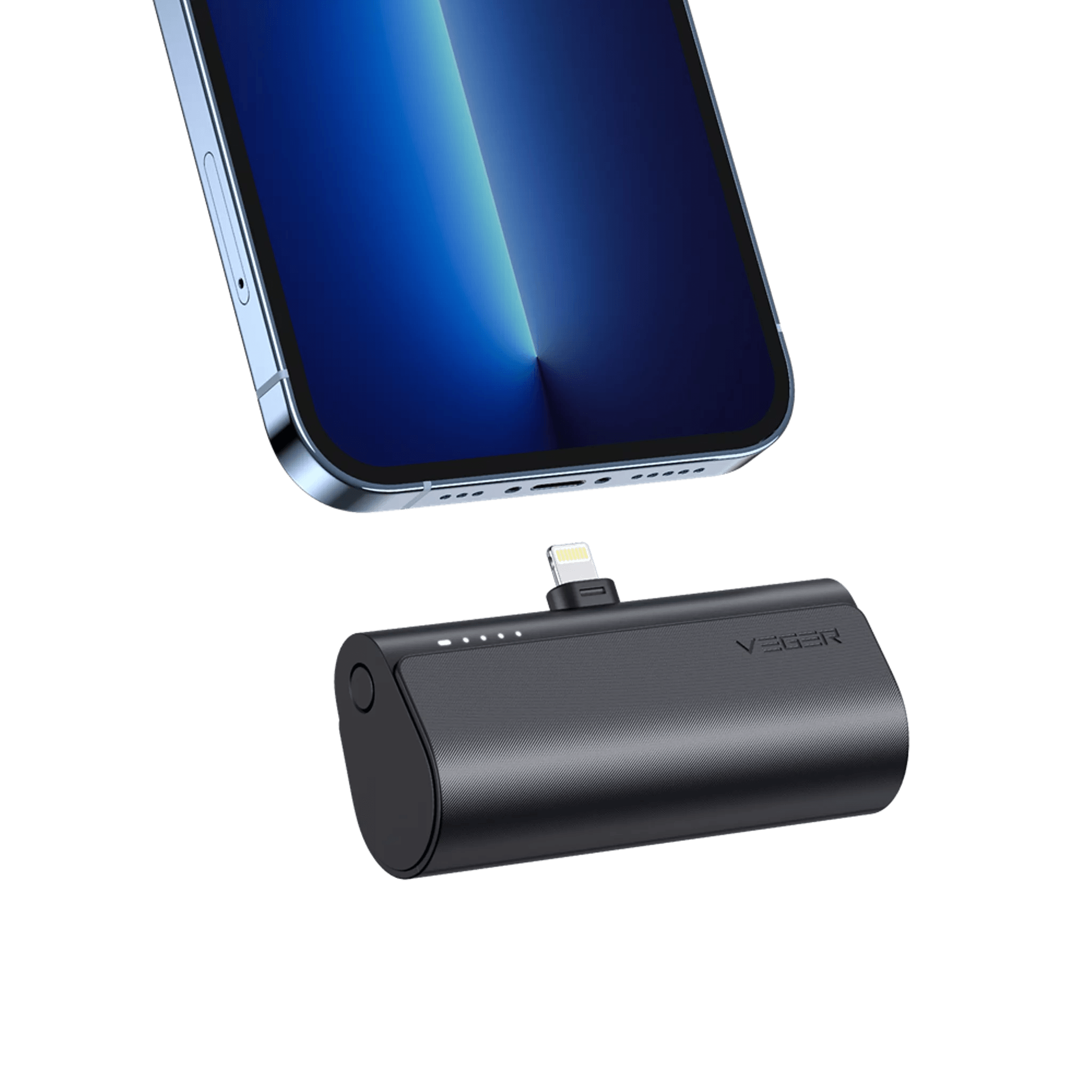 Veger - PlugON-L - 5,000mAh 20W Non-MFI Lightning Power Delivery LED Indicator Ultra Small Powerbank - Black