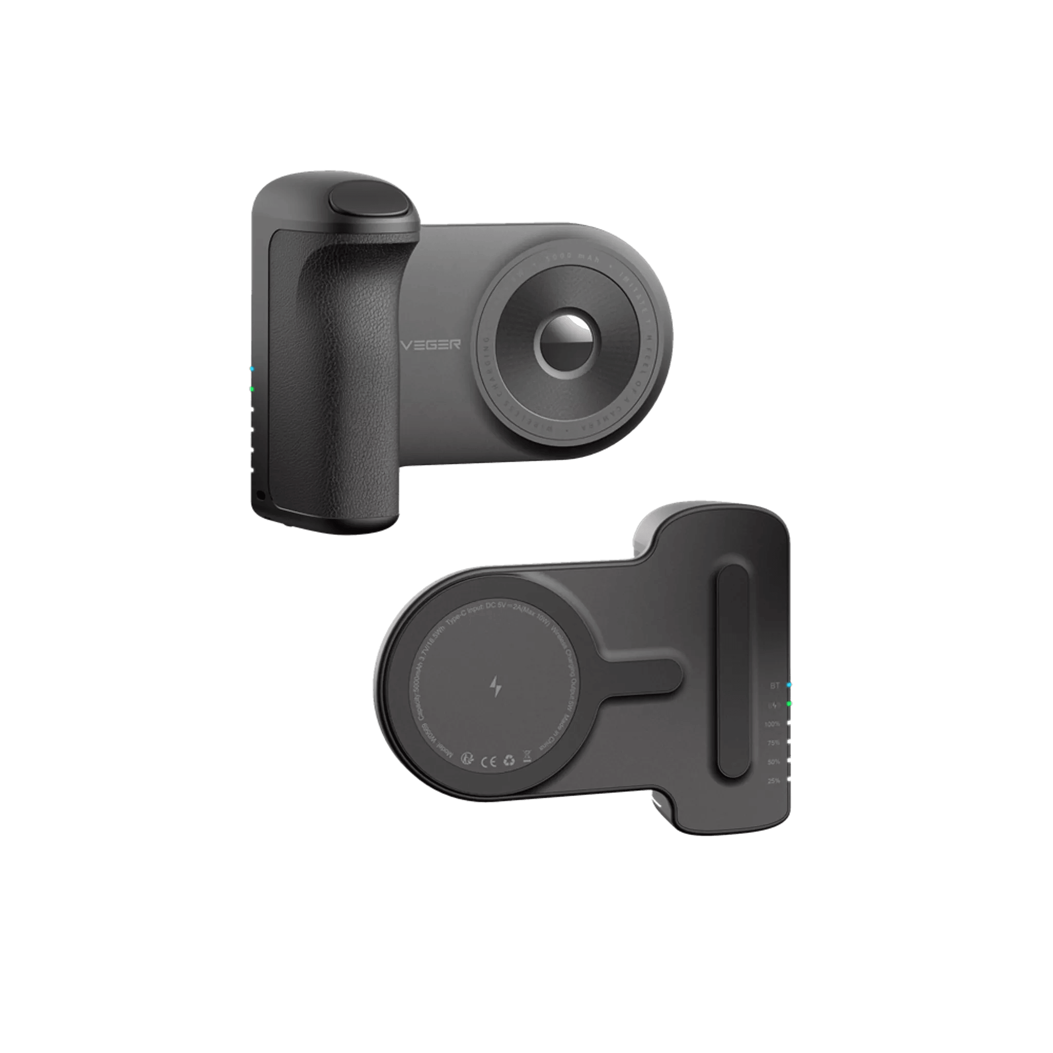 Veger - SnapCam - 5,000mAh 5W Bluetooth Selfie Controller, Kickstand & MagSafe Powerbank - Black