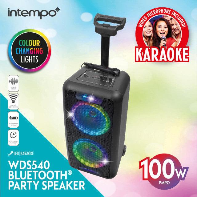 Intempo Bluetooth Party Speaker, Colour Changing LED Lights