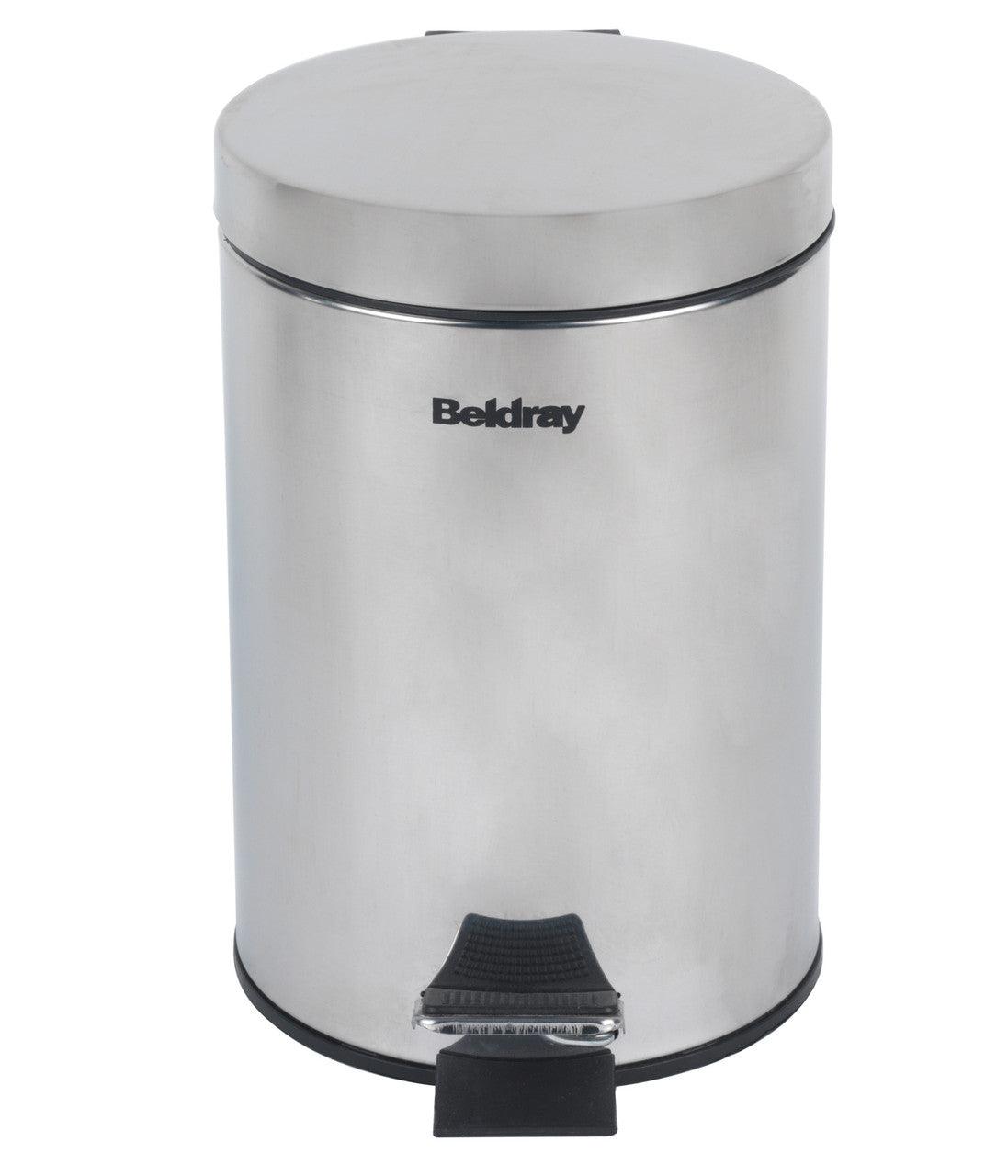 Beldray Round Waste Pedal Bin with Soft Closing Lid, 3 Litre, Stainless Steel