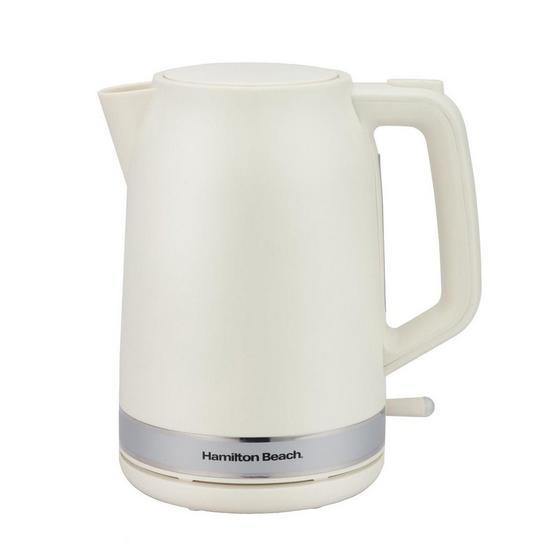 Hamilton Beach Ella Cordless Kettle, 1.7L, Boil Dry Protection, Auto Shut Off, Detachable Filter, Lift & Grip Handle, Push Button Lid, Water Level Window, UK Strix Technology, Matte Cream