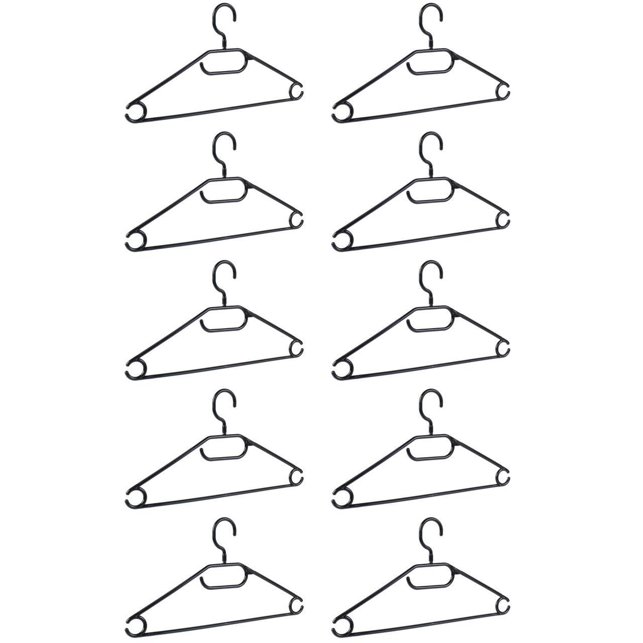 Black Plastic Clothes Hangers - 10 Pack