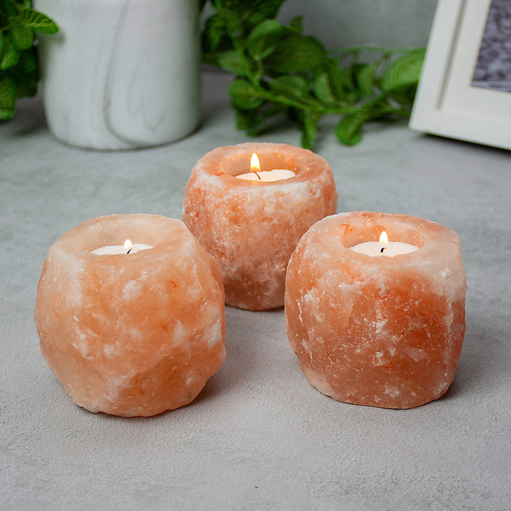 Well Being Set Of 3 Himalayan Tealight Holders For Calmness