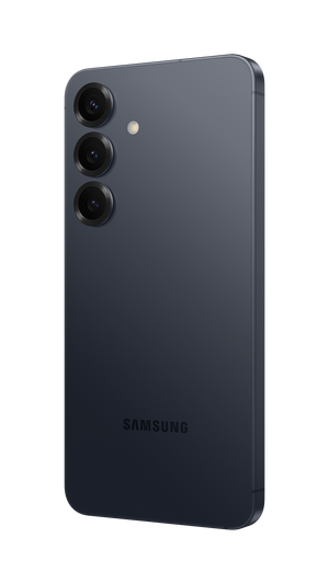 Black Samsung smartphone on a white background