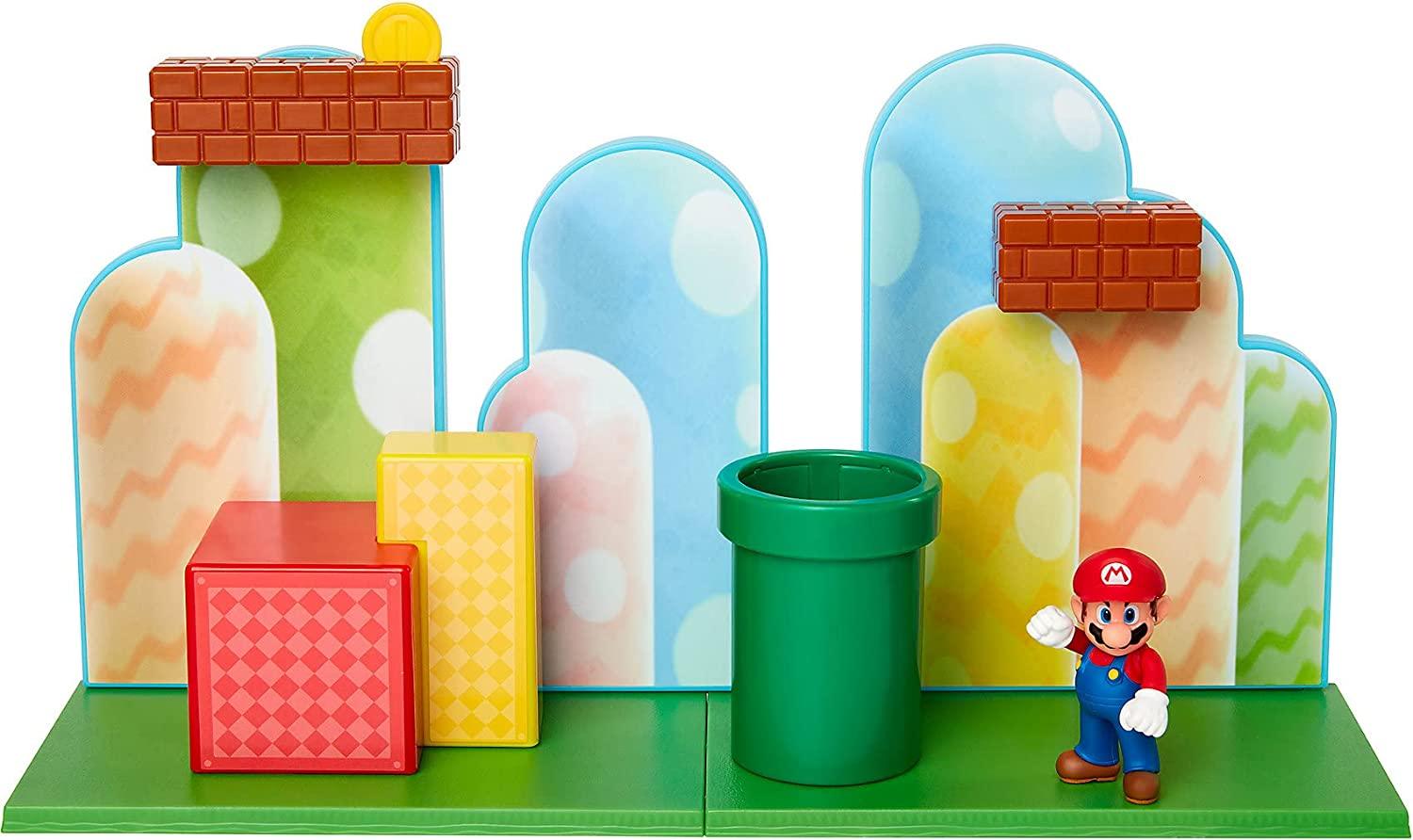 Nintendo Acorn Plains Playset With 2.5”/ 6cm Mario Action Figure, Unique Playset Perfect for Play and Display, Super Mario Toy For Kids and Collectors, Ideal For Ages 3+