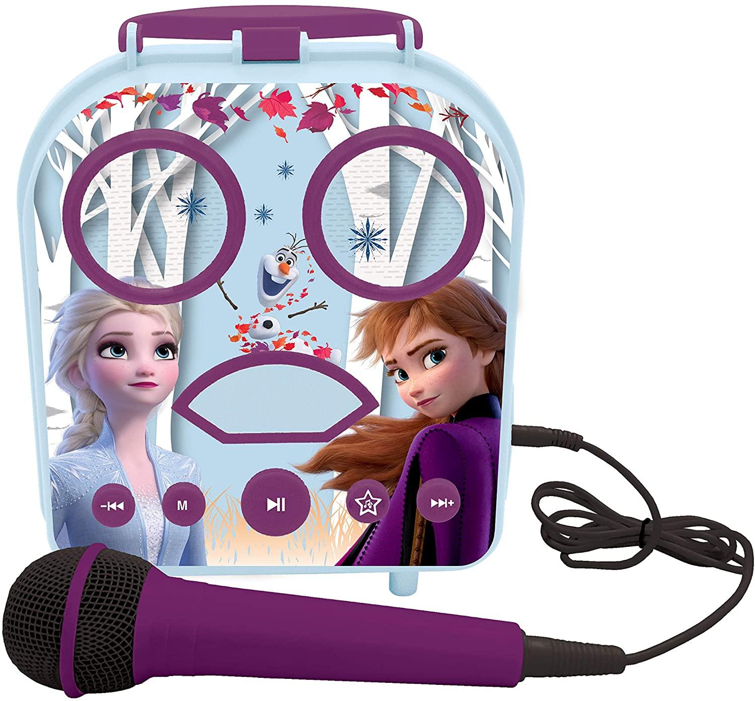Lexibook Frozen 2, Anna & Elsa, My Connected Speaker Karaoke with Microphone, Aux-in Jack, TF/SD Input, Blue