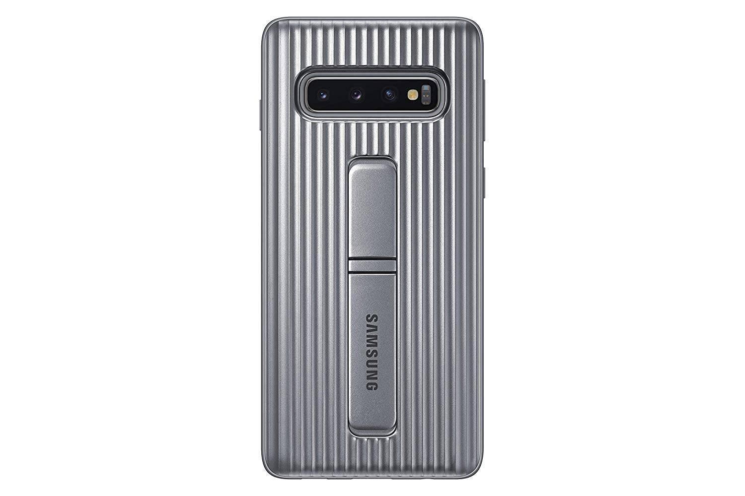 Samsung Original Galaxy S10 Protective Slim Textured Standing Cover-Case - Silver