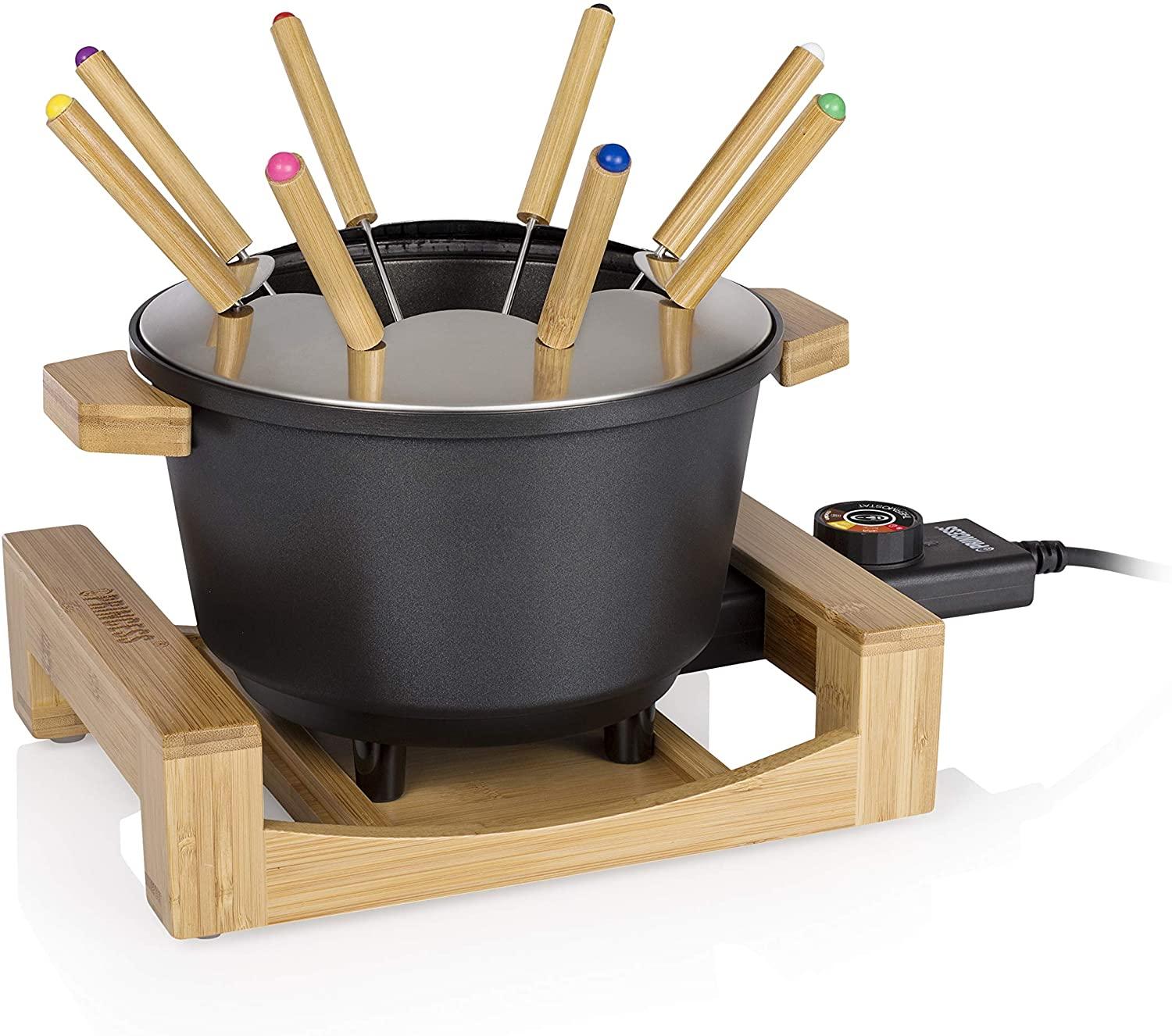 Princess Fondue Set Pure Black, Bamboo, 800 W, 1.5 liters, Bamboo & Black
