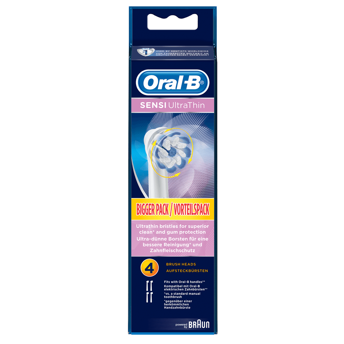 Oral-B Clean and Care Sensitive Clean Replacement Toothbrush Head, Pack of 4 Counts