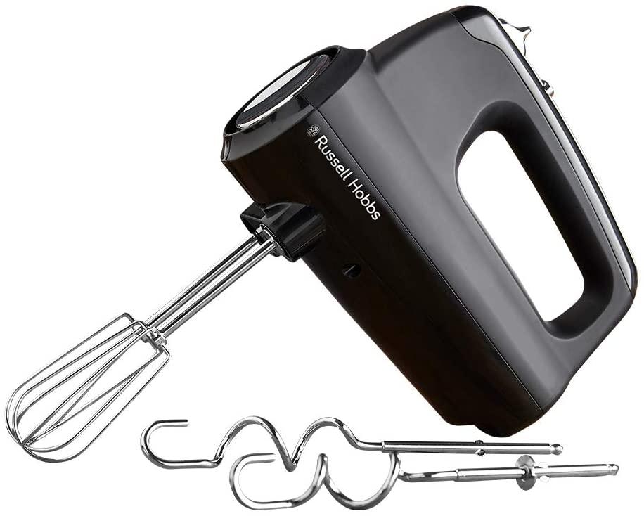 Russell Hobbs Desire Hand Mixer, Electric Hand Whisk and Dough Mixer Attachments, Matte Black, 350 W