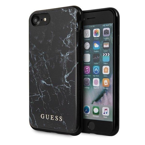 Guess Apple iPhone 7, 8, SE (2020, 2022) Black Marble Hardcase 4G Case Cover