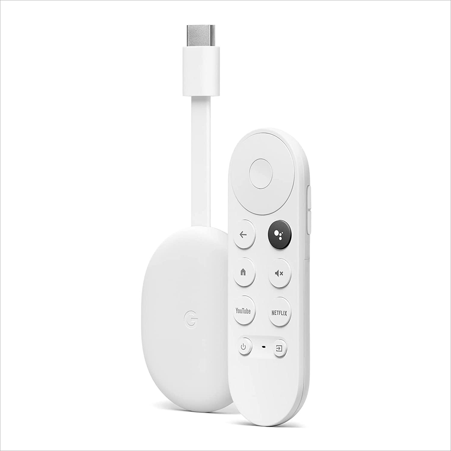 Chromecast with Google TV (HD) Snow – Streaming entertainment on your TV with voice search remote – Watch movies, shows, Netflix and more