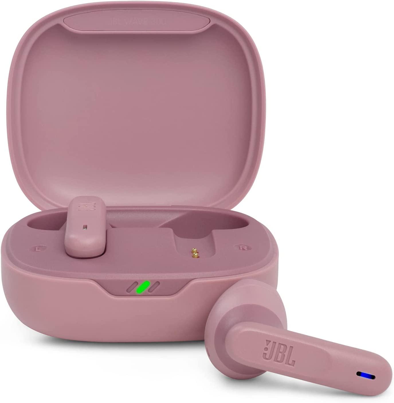 JBL Wave 300 TWS True Wireless In-Ear Bluetooth Headphones in Charging Case - Wireless Earbuds with Integrated Microphone, 26 hours of Playback Pink