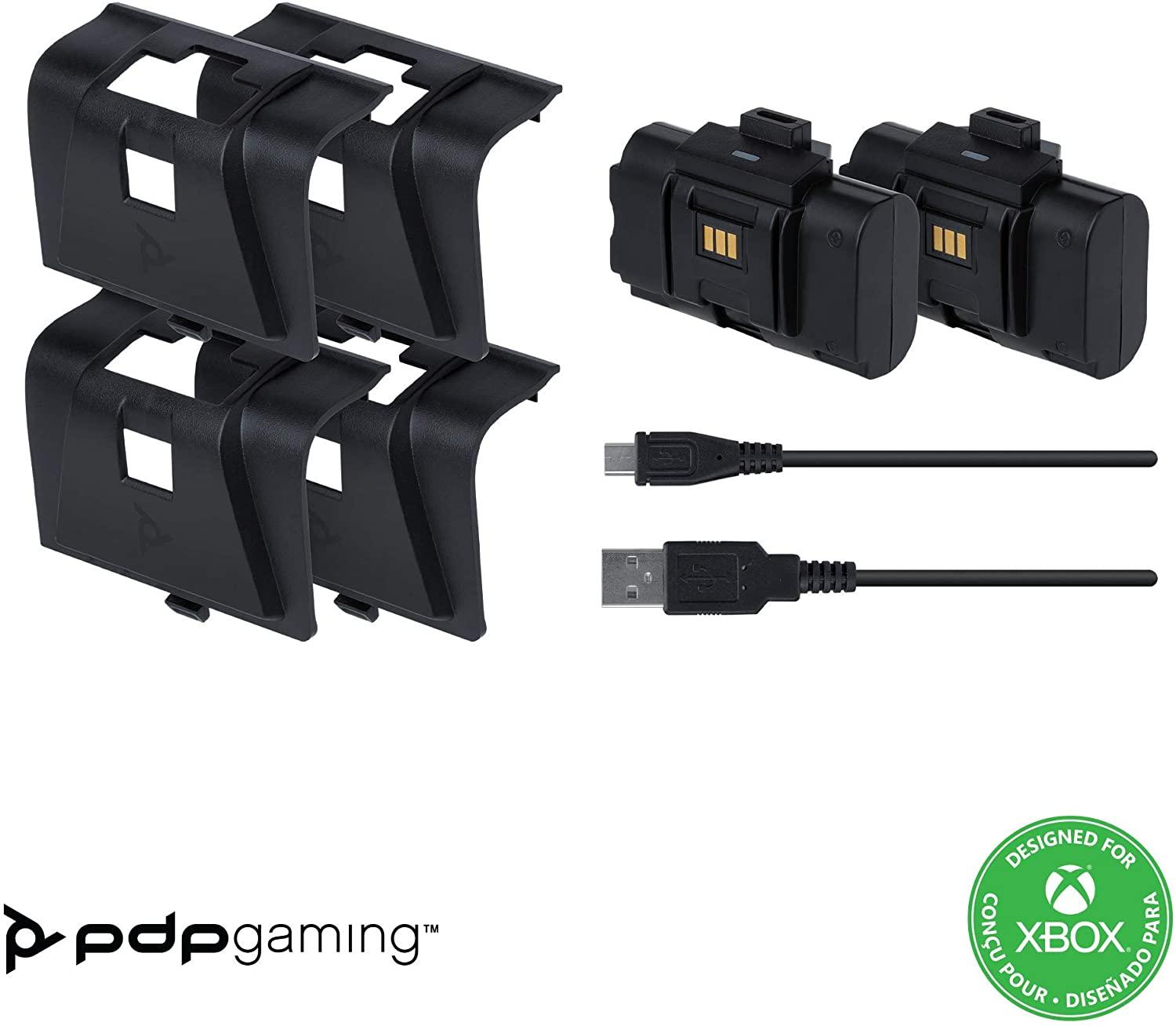 PDP Gaming Play and Charge Kit for Xbox Series X/S, Xbox One: Black, 20 hour battery life, 10 foot cable, Charging System, LED Light Charge Indicators, Officially Licensed