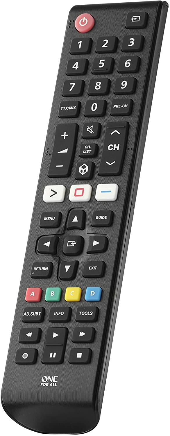 One For All Samsung TV Replacement remote – Works with ALL Samsung TVs – Learning feature -URC4910