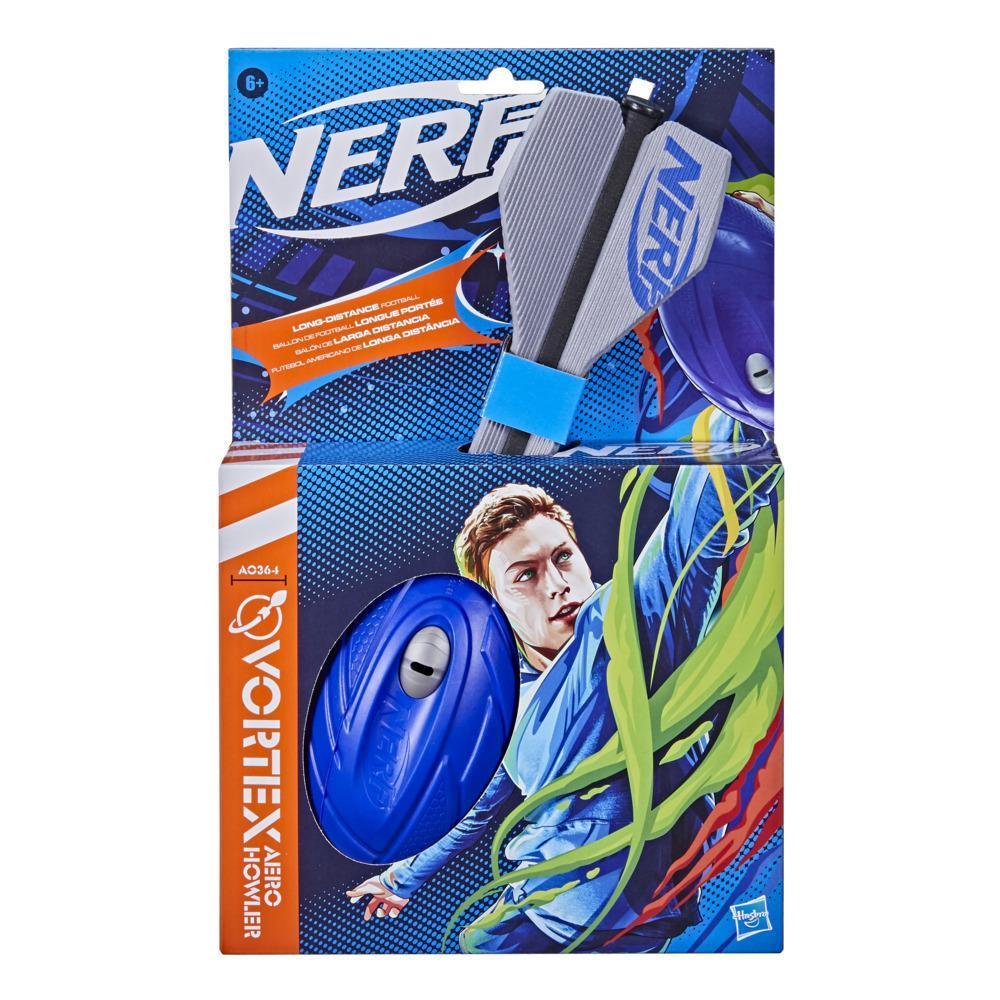 NERF Sports Vortex Aero Howler Foam Ball Long Distance Easy Grip Whisteling Flight Outdoor Football- Blue/Grey