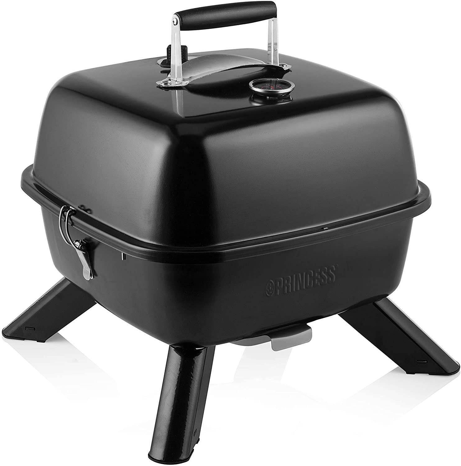 Princess Portable Hybrid Barbecue Grill, Metal, Black